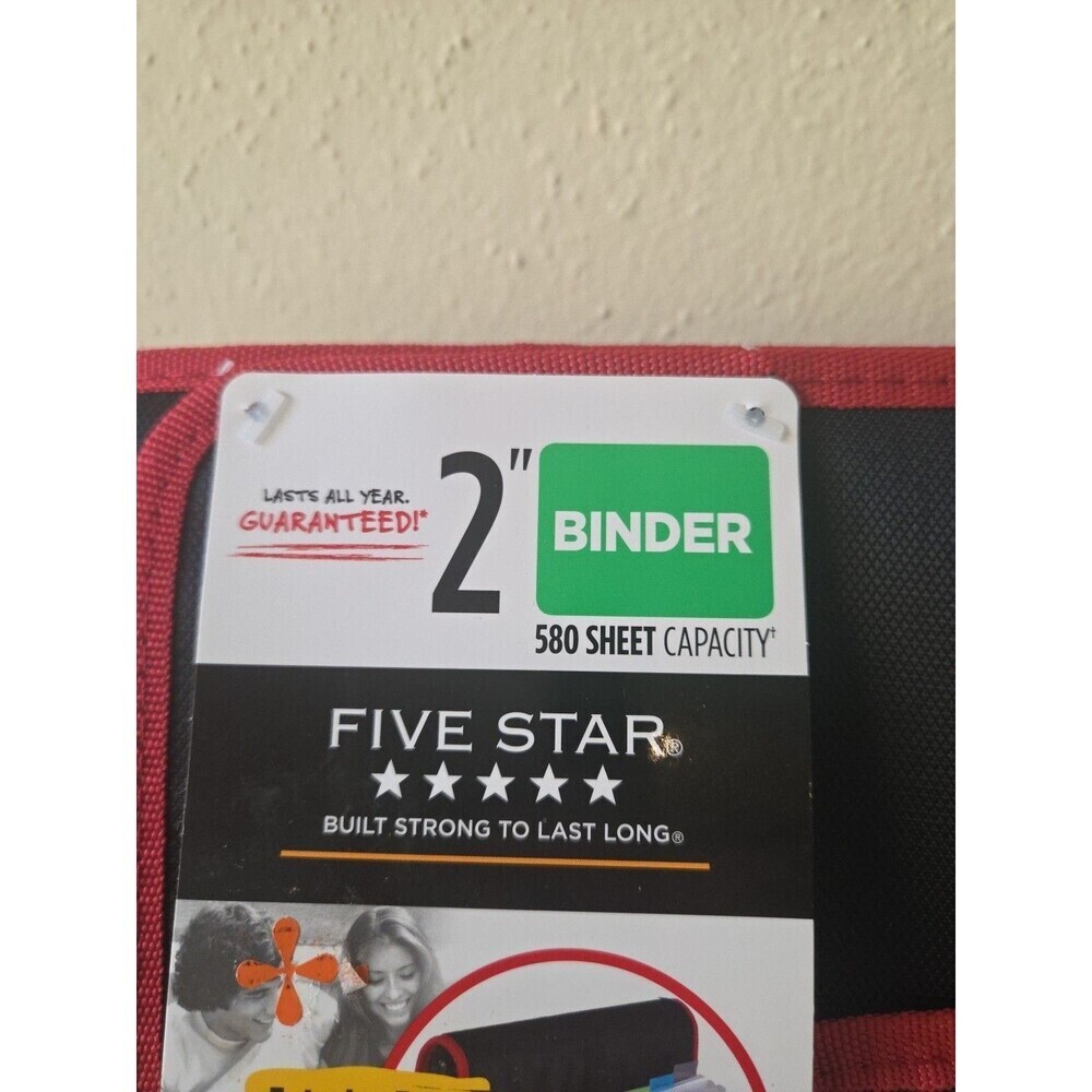 Mead Five Star 2" Binder 580 Sheet Capacity Exterior Expanding File Black Red - Picture 2 of 11